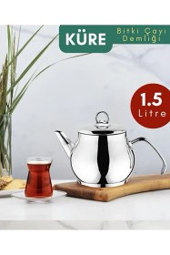 Resim Küre 1.50 Lt Paslanmaz Çelik Bitki Çayı Demliği Çelik 