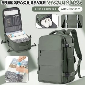 Resim Ryanair Seyahat Sırt Çantası 40×20×25cm, Vakum Sıkıştırma Çantası ve Pompası ile, Yerden Tasarruf, Kuru/Yağlı Ayrımı, Düzenli Not Defteri Bölümü, Bağımsız Ayakkabı Bölümü, Günlük Seyahatler, İş Seyahatleri ve Tatiller için Uygun 