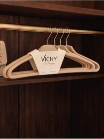 Resim Vichy 5 Li Kaymaz Yüzeyli Askı 42,5 Cm Bej Renk Elbise & Gömlek Askısı Vch-7023 Açık Bej 