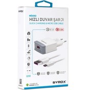 Resim Syrox Q30 Microusb Girişli 3.0 Amper Hızlı Şarj Aleti (Beyaz) (343260010) 