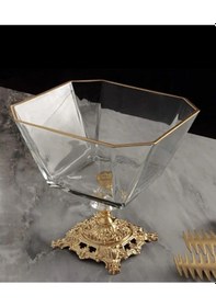Resim Atabey Home Metal Döküm Ayaklı Gold Detaylı Salata Kasesi Lav Krn299 