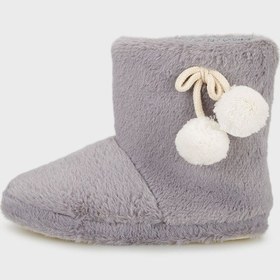 Resim Lela Yumuşak Dokulu Peluş Ponponlu Bayan Panduf 6722003 Gri 