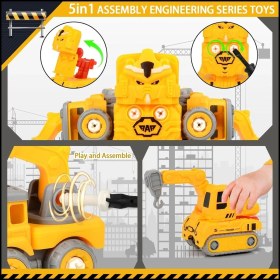 Resim Brother Toys Sök Tak Birleşip Robot Olan 5 Adet Kırılmaz Iş Makinesi Söktak Oyuncak 