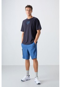 Resim Tommy Life Lacivert Pamuklu Kalın Yumuşak Dokulu Oversize Fit Baskılı Erkek T-shirt - 88333 Lacivert 