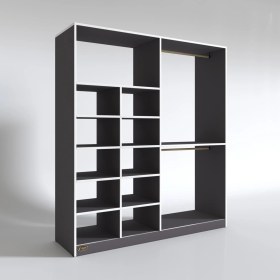 Resim Kenzlife giysi dolabı fikret 180*180*45 gri gardırop 