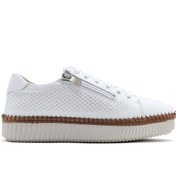 Resim Derimod Kadın Beyaz Bağcıklı Kalın Tabanlı Deri Sneaker 25SFD501818 