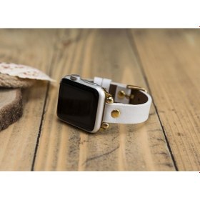 Resim Bouletta iOS Uyumlu Watch Deri Kordon 38-40-41Mm Ferro Gold Trok Beyaz 