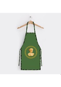 Resim Yeşil Büst Detaylı Mutfak Önlüğü Keten Kumaş, Uluslararası Yıkama Ve Solmama Sertifikası Çok Renkli 