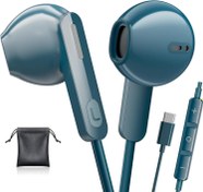 Resim USB C Kulaklıklar iPhone 16 Pro Max/iPhone 15 için Kablolu Kulaklık Samsung Galaxy S25/S24/S23 Ultra, Stereo Mikrofon Ses Kontrollü Kulak Telefonlarında USB C Google Pixel 9 8 için Kablolu Kulaklıklar 