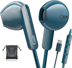 Resim USB C Kulaklıklar iPhone 16 Pro Max/iPhone 15 için Kablolu Kulaklık Samsung Galaxy S25/S24/S23 Ultra, Stereo Mikrofon Ses Kontrollü Kulak Telefonlarında USB C Google Pixel 9 8 için Kablolu Kulaklıklar 