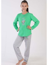 Resim Kız Çocuk Uzun Kol Yeşil Pijama Takımı C3t0n7o122 001 