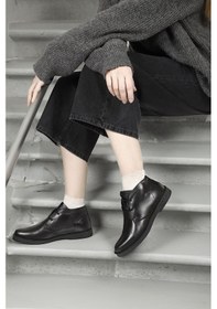 Resim Gönderi R Siyah Oxford Kalıp Kauçuk Taban Hakiki Deri Bot Siyah 