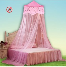 Resim Yatak Gölgelikli Mega Boy Lüks Cibinlik Sineklik - Pembe 