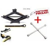 Resim Redno Akardion Kriko Cırcırlı Makas Tip 1,5 Ton + 4 Lü Bijon Anahtarı Set 