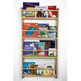Resim Ahşap Adası Doğal Ahşap Montessori Çocuk Odası Kitaplığı 
