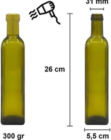 Resim Afracam 500 ml Yeşil Maraska Kilitli Kapaklı ve Kapüşonlu Boş Cam Şişe 12 Adet 
