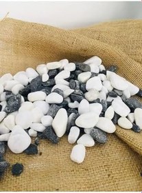 Resim Asenya Renkli Çakıl Taşı 8 Kg 1-2 Cm Siyah Beyaz Saksı Dibi Taşı Teraryum Vazo Dibi Dekoratif Dolomit Taş 