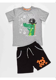 Resim Denokids Korsan Timsah Erkek Çocuk T-shirt Şort Takım Çok Renkli 