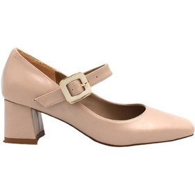 Resim Beyaz London Atkı Tokalı Topuklu Kadın Ayakkabı Nut NUT 