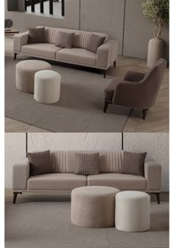 Resim Regnar 3+1 Koltuk Takımı Sütlü Kahve + Kahverengi Ekru 