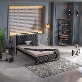 Resim Unimet Mithra Çift Kişilik Metal Karyola Siyah (AHŞAP LATALI) 