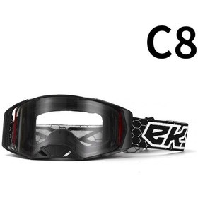 Resim Tangshopping Motosiklet Arazi Gözlüğü Gözlük Bisiklet Gözlüğü C8 Siyah Çerçeve Siyah Beyaz Şeffaf Filmli 