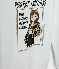 Resim Koton Sweatshirt Baskı Detaylı Bisiklet Yaka Uzun Kollu Şardonlu Ekru 5wkg10498ak Ekru 