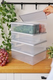 Resim Evle Derin Dondurucu Saklama Kabı 6'lı Set (2 x 5 Lt + 4 x 2 Lt), Gri 