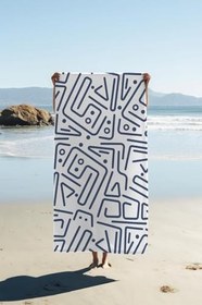 Resim Dijital Baskı Plaj Deniz Havlusu Modern Desenli Peştamal HVL0088 