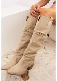 Resim Fox Shoes Vizon Süet Kadın Çizme J404040102 