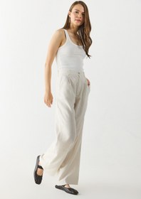 Resim Kadın Chloe Wide Leg %100 Keten Palazzo Pantolon - Ekru - EKRU / S / 29 