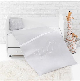 Resim Wellgro Angel Wings 3 Parça Bebek Nevresim Takımı -gri 