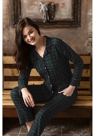 Resim Sude P-200-109 Süet Gömlek Ekose Kadın Pijama Takımı Çok Renkli 