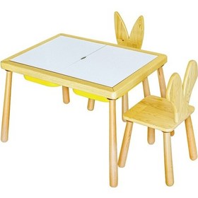 Resim WoodnJoy Duyusal Oyun Masası + 2 Sandalye Sarı 