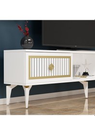 Resim 150 CM NİL TV SEHPASI (ALT MODÜL) BEYAZ-ALTIN 