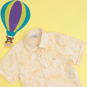 Resim U.S. Polo Assn. Kız Çocuk Açık Sarı Çiçek Desenli Keten Görünümlü Kısa Kollu Gömlek 50307934-VR044 