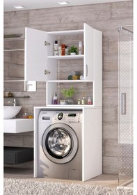 Resim Üst Dolaplı Çok Amaçlı Çamaşır Makinesi Dolabı Beyaz 
