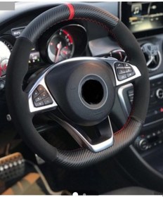 Resim Mazda Rx-8 Uyumlu Wankel Karbon Nubuk Deri Direksiyon Kılıfı Siyah 