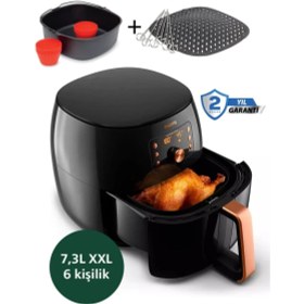 Resim Philips Dokunmatik LED Panel – Quickclean Sepet – Bulaşık Makinesinde Yıkanabilir 7.3 L Ultra Geniş Kapasite Xxl Premium Airfryer & Fritöz 2250W 