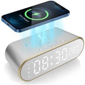 Resim Springsun 2022 Saat -Termometre Kablosuz 15 W Kablosuz Şarj Cihazı Gümüş 