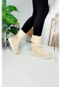 Resim Nstil Alves Unisex Kadın - Erkek - Çocuk Kar Botu İçi Kürklü Cırt Cırtlı Kaymaz Taban Ayakkabı 802 Bej 