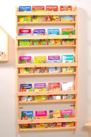 Resim MiniWood Çocuk Odası Eğitici Montessori Kitaplık Mobilya Raf Duvar Rafı 5 Li 