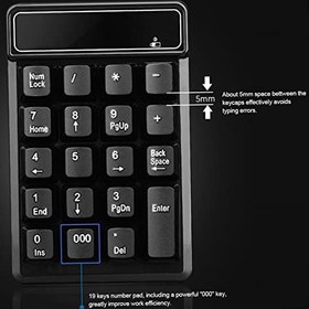 Resim YOUMAXE 2.4 Ghz Kablosuz Sayısal Tuş Takımı Mekanik Hissediyorum Sayı Pad Klavye 19 Tuşlar w/USB Alıcısı Su geçirmez Dizüstü Masaüstü PC Dizüstü Bilgisayar için Siyah 