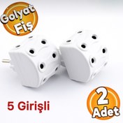 Resim Atom Priz Golyat 5^li Çoklu Grup Priz Çoğaltıcı Beşli Elektrik Pirizi (2 Adet) 