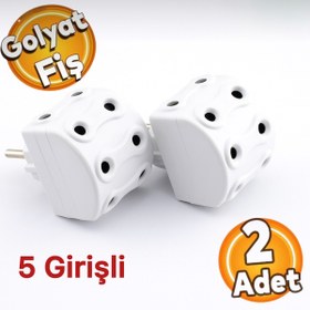 Resim Atom Priz Golyat 5^li Çoklu Grup Priz Çoğaltıcı Beşli Elektrik Pirizi (2 Adet) 
