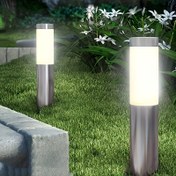 Resim 2 Adet Güneş Enerjili LED Çim Lambası Seti - Paslanmaz Çelikten Üretilmiştir, Dış Mekan Bahçe ve Yolu Aydınlatması İçin Uygun, Zemin Çubuğu Tasarımı ile Özelliktedir. 