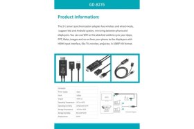 Resim Go-Des Go Des GD-8276 Wireless Display Dongle Kablosuz HDMI 1080P Görüntü Aktarım 110 cm 