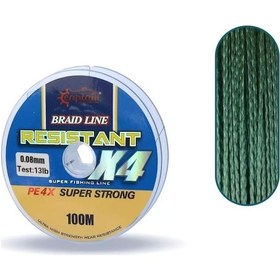 Resim Captain Resistant PE 4 Kat İp Misina 100mt Yeşil 0.08 mm 