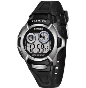Resim Yunboo Synoke 9034 Çocuk Spor Saati - Renkli Gece Aydınlatması, Alarım, Su Geçirmez, Zamanlayıcı Ve Tarih Gösterimi İle Siyah Desenli Akıllı Saat Siyah 