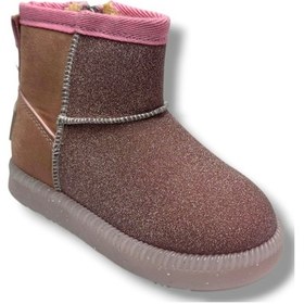 Resim Arzen Bebe 630-26 Süet Simli Deri İçi Kürklü Işıklı Anatomik Kız Çocuk Bot 22-25 Pembe 